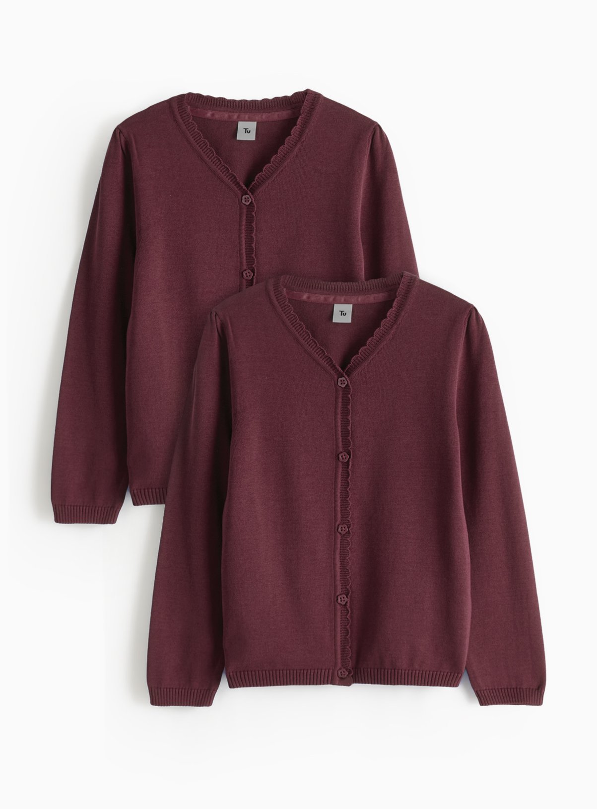 2 Pack Dark Red Knitted Cardigans 11 years - Image 1 thumbnail
